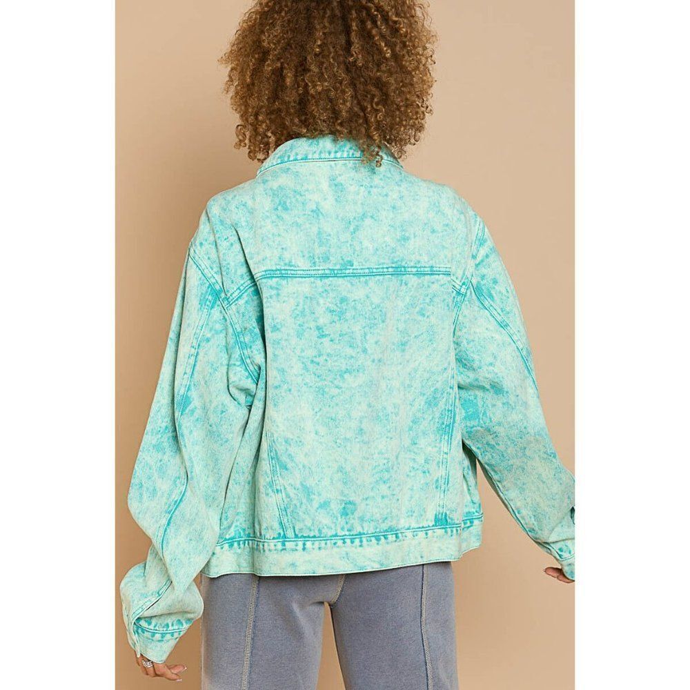 SALE! POL CLOTHING Vintage Aqua Denim Acid Washed Jacket Button Up New S-L TWJ45 - Picture 11 of 11